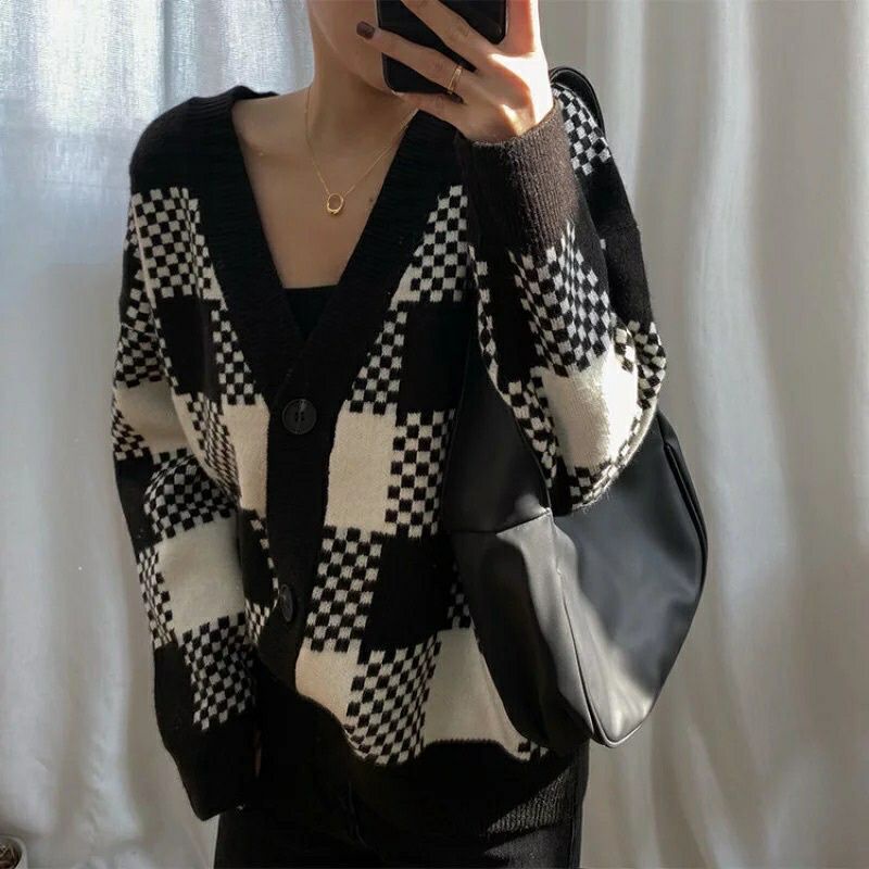 Cardigan checkered Import Premium