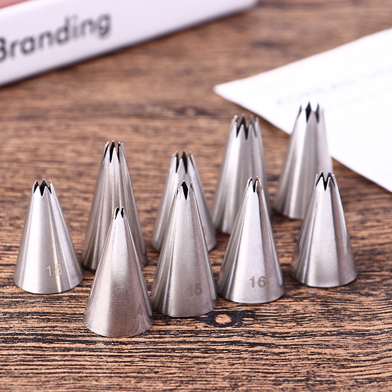 9 Pcs Pipa Nozzle Icing Bahan Stainless Steel Untuk Dekorasi Kue