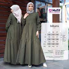 Gamis Syari Mutif Ishara Terbaru Casual Kekinian