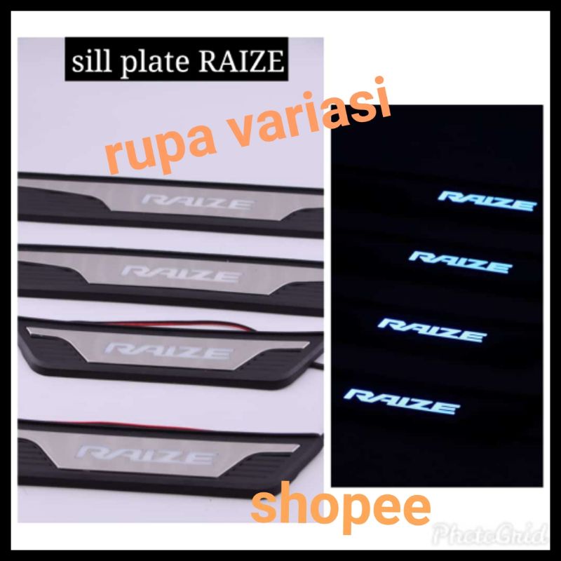 sillplate sill plate samping injakan pintu mobil toyota raize nyala lampu LED biru