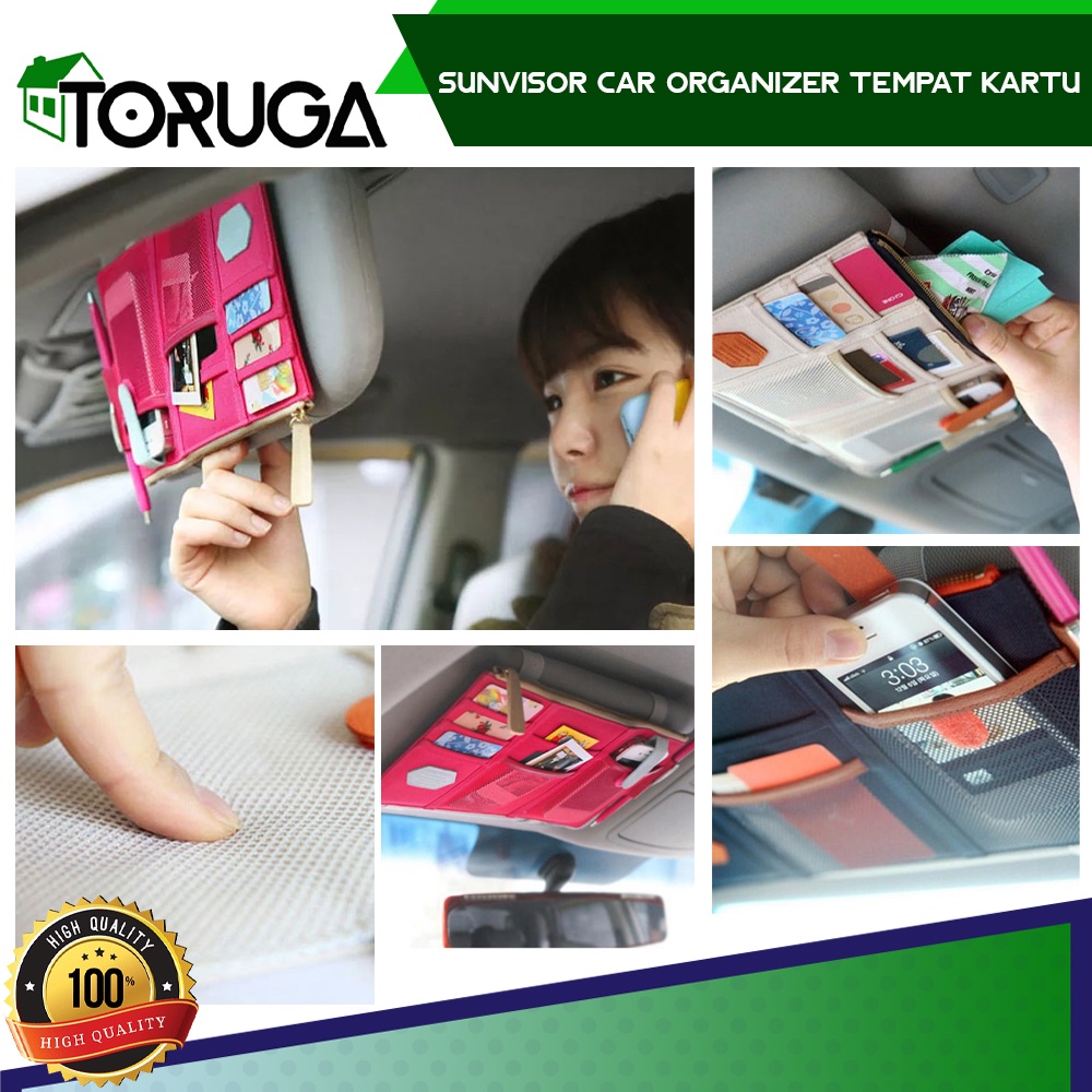 SUNVISOR CAR ORGANIZER TEMPAT KARTU EMONEY TISSUE PEN MOBIL SUN VISOR