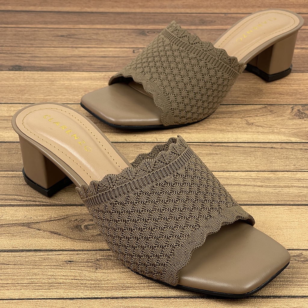 CLARENZO - Sandal Wanita Hak Tahu 5cm Rajut import ST27