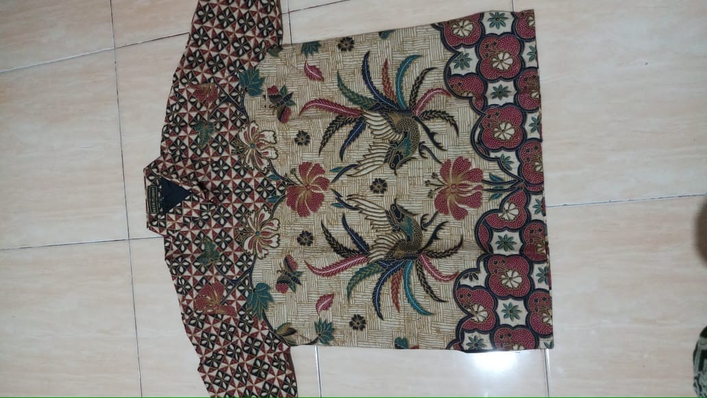 Puspo Gagah Cabut Sogan Pendek Kemeja Batik Pria Katun Cabut Primisima Full Furing