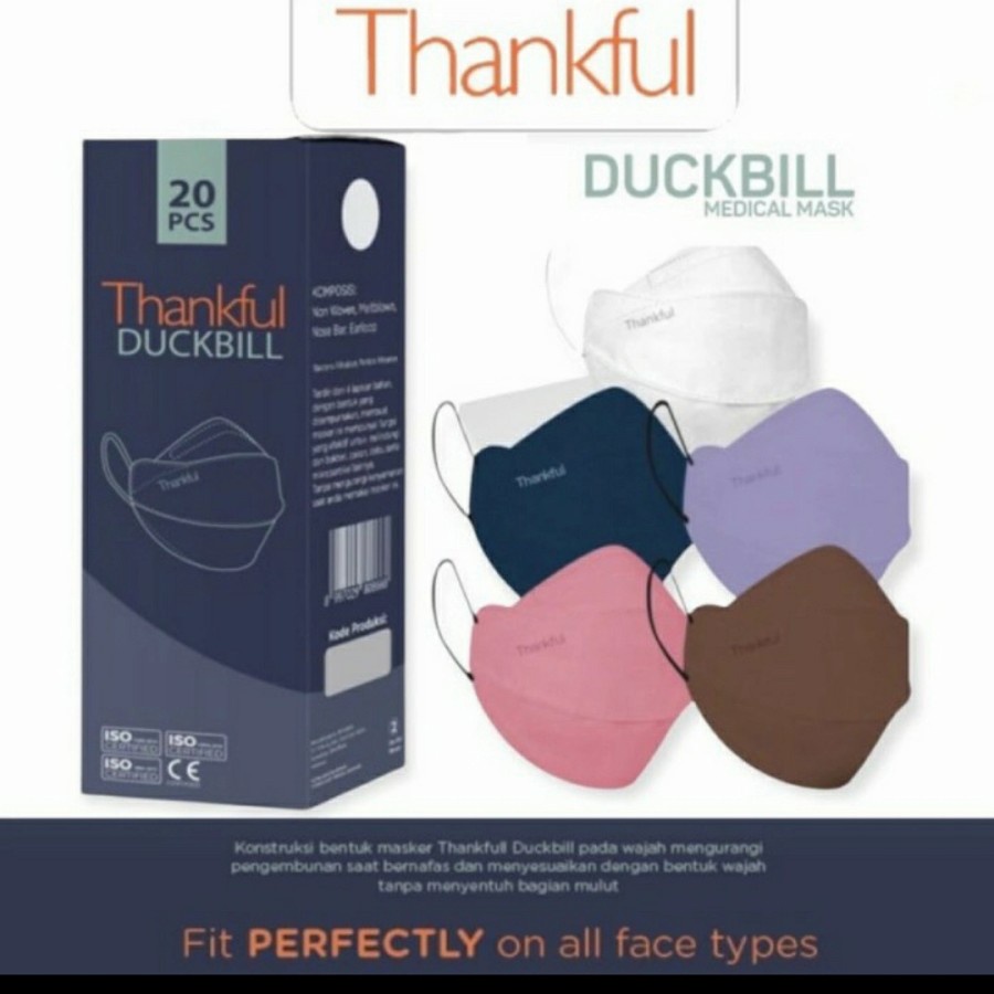 Masker Thankfull Duckbill 4D 4ply Sachet isi 2 pcs