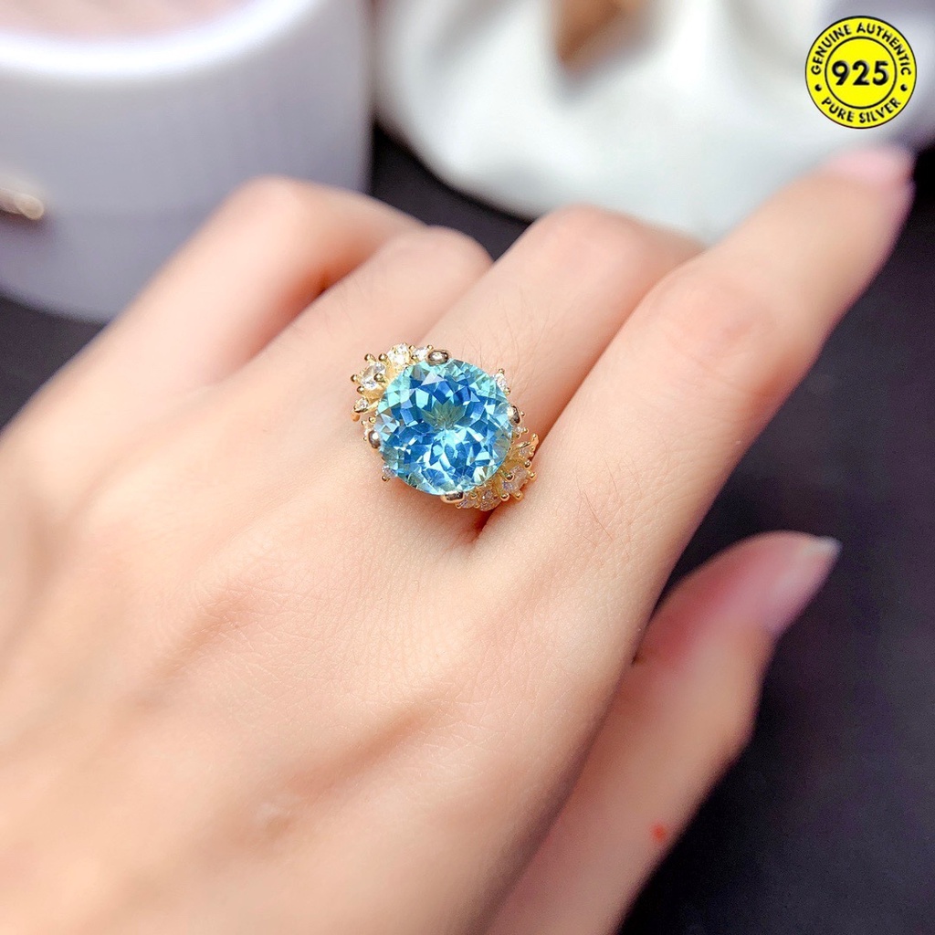 Cincin Batu Permata Sapphire Biru Langit Model Terbuka