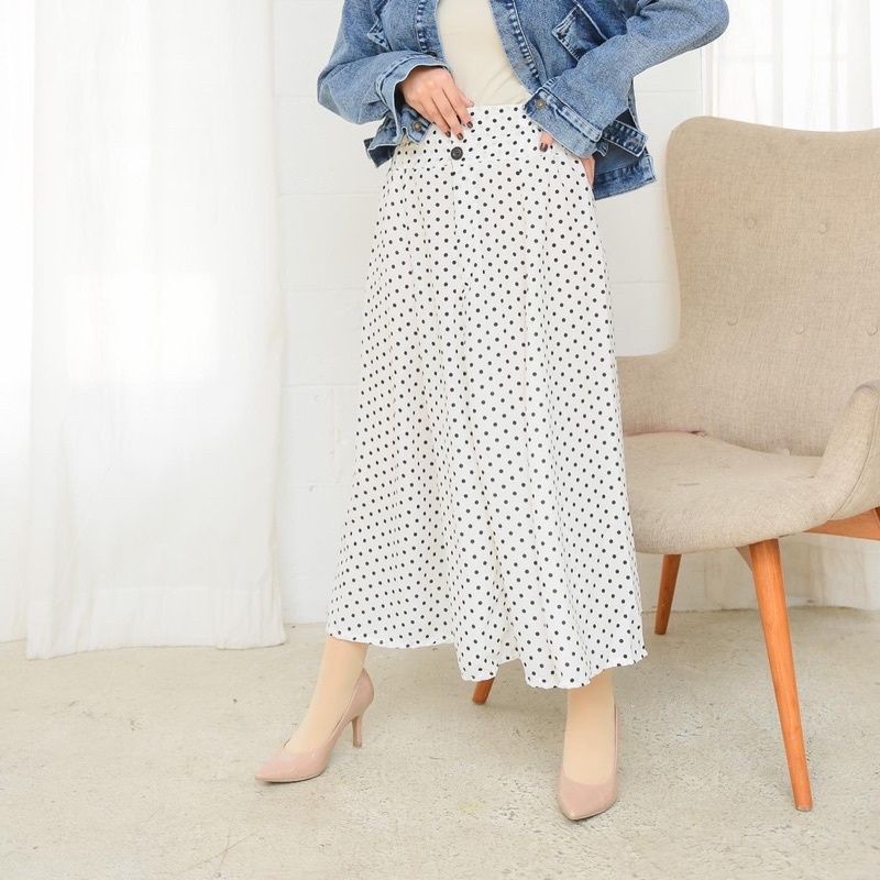 TERLARIS ROK POLKA/ ROK POLKADOT / SKIRT POLKA/ SKIRT POLKADOT / ROK PANJANG WANITA/ LONG SKIRT/POLKA SKIRT - ROK PANJANG WANITA KEKINIAN