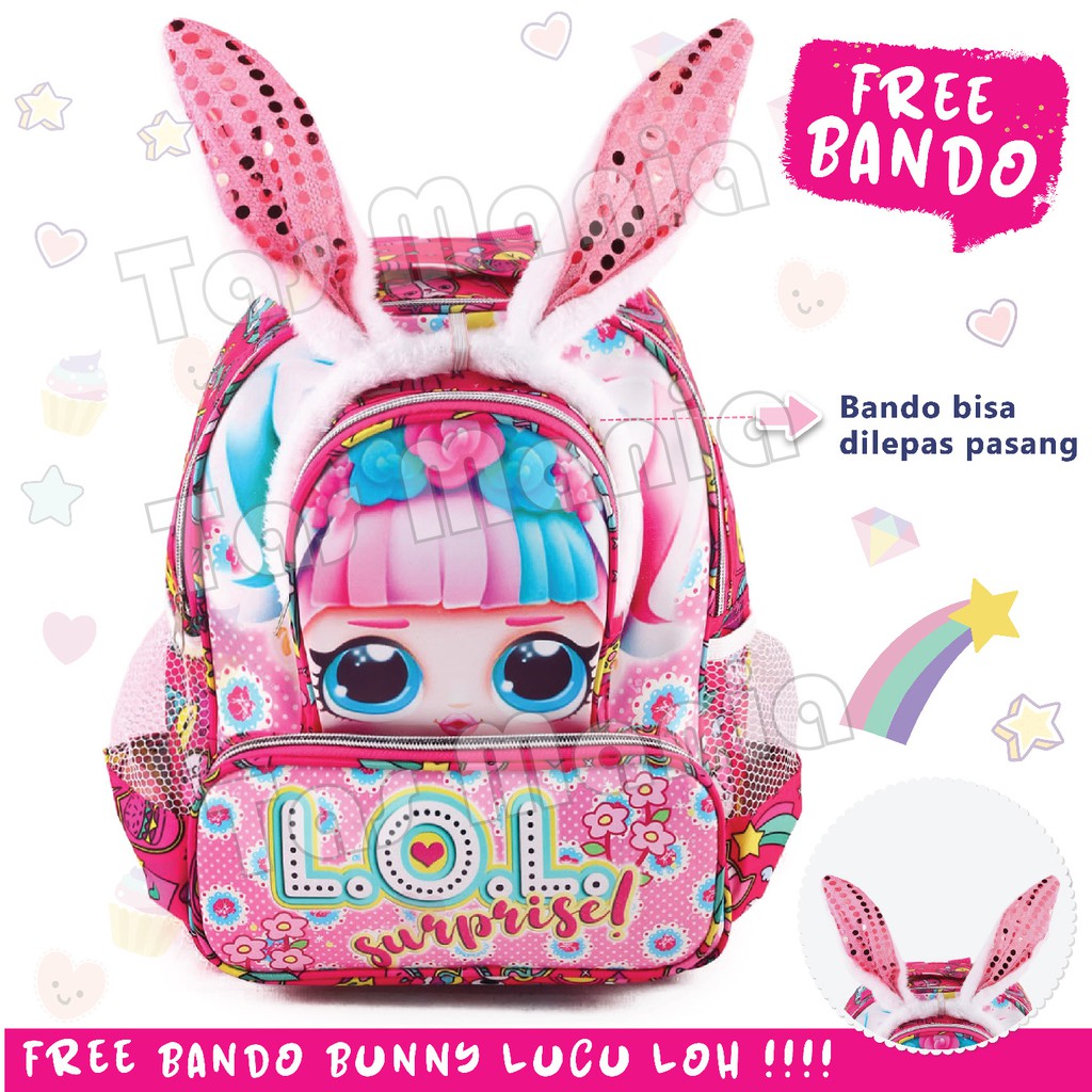 Tas Ransel Anak Perempuan Karakter - LOL SURPRISE - BE COOL BE YOU - WITH CUTENESS BUNNY - PINK Tas