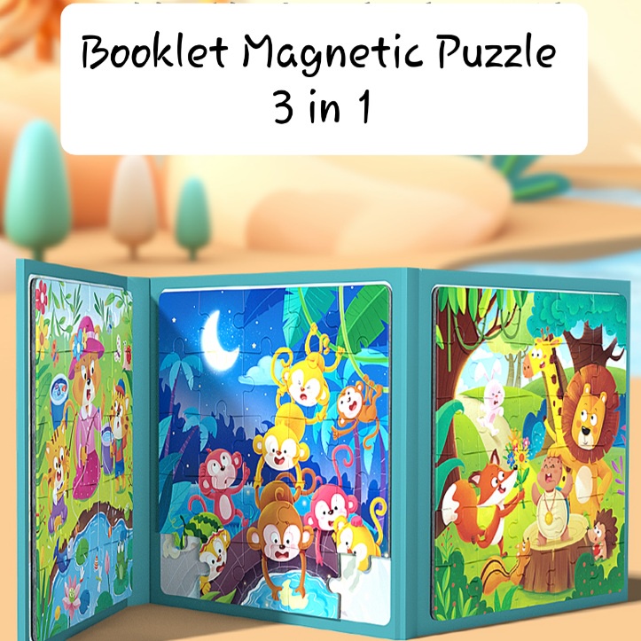 [FUNNY]Mainan Buku Puzzle Magnet 3 in 1 Dengan 5 Step Variasi / Booklet Magnetic Puzzle 3 in 1 / Leveled Puzzle 5 Step / Mainan Anak Puzzle Magnet