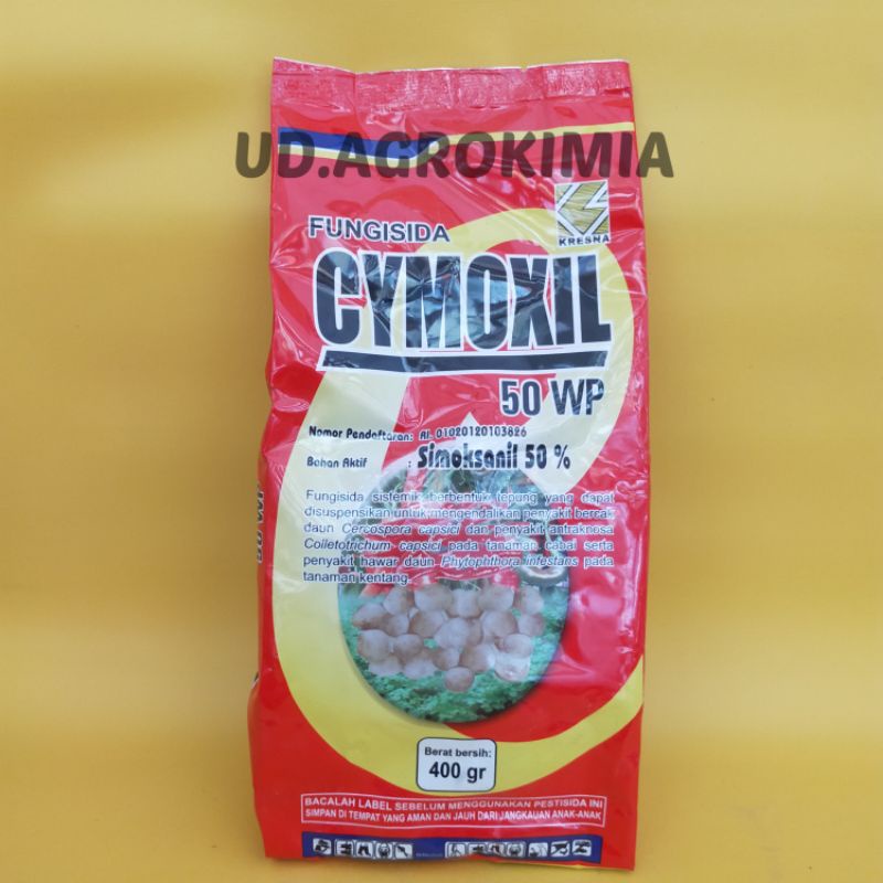 FUNGISIDA CYMOXIL 50WP 400 GRAM bahan aktif: SIMOKSANIL 50%