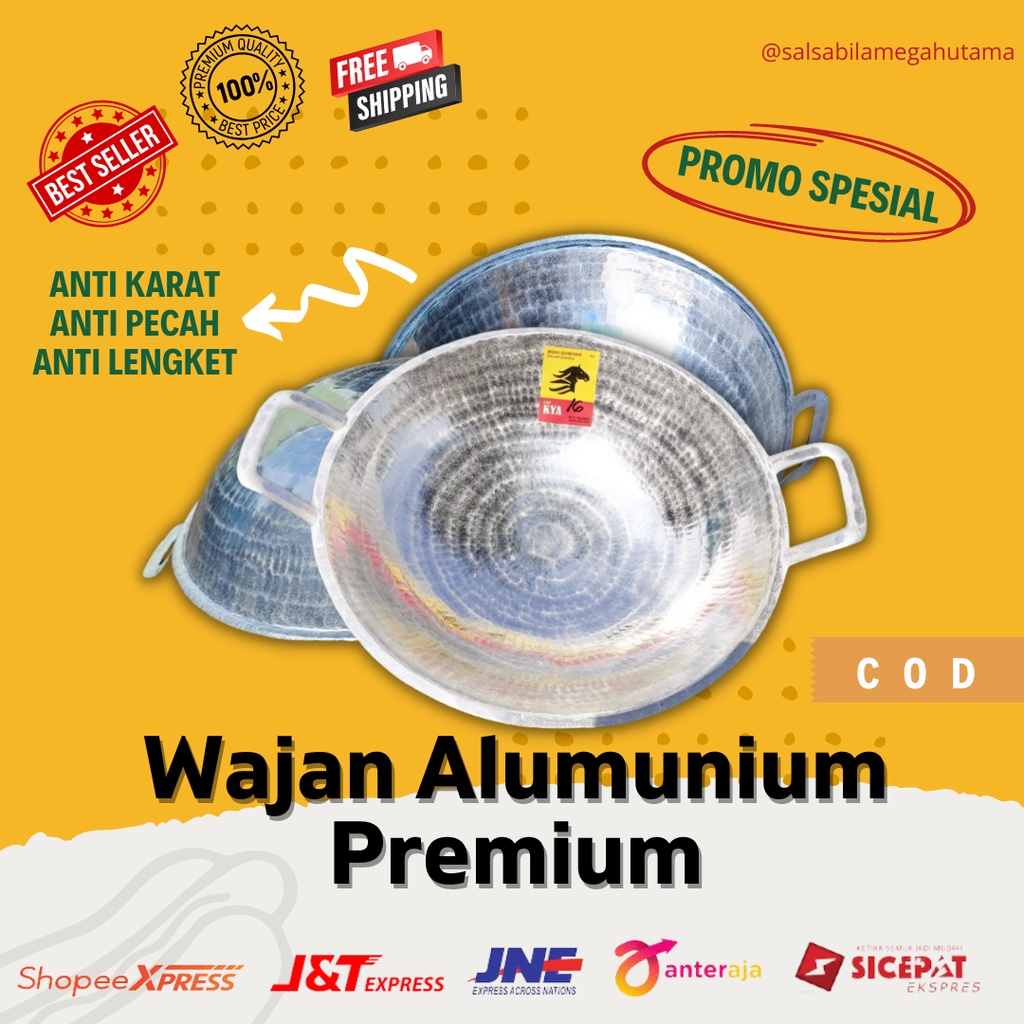 WJNALU80 - Penggorengan wajan katel kuali kenceng almunium alumunium jawa tebal anti lengket / katel