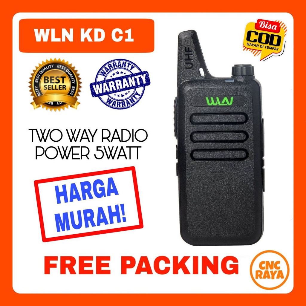 HT WLN KD C1 Single band UHF 5watt (FREE EARSET) Garansi 1 Tahun Walkie Talkie | WLAN KDC1 hitam Two Way 400-470Mhz UHF | WILAN KD-C1 handy talky radio