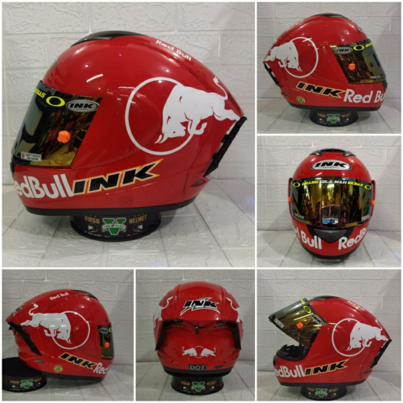 Ink helm full face cl max solid fire red paket ganteng Visor Irdium+spoiler Termurah