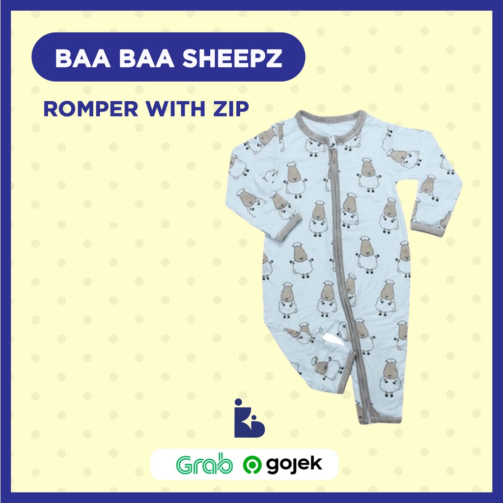 Baa Baa Sheepz Romper With Zip | Pakaian Bayi