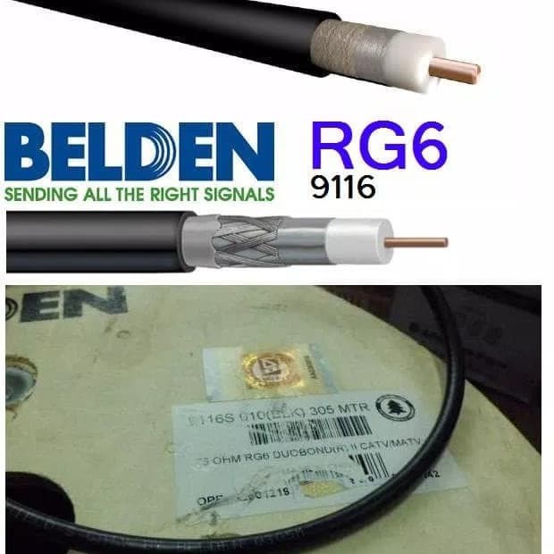 Eceran per Meter Kabel Coaxial Belden RG6 9116S untuk CCTV TV CATV | ORIGINAL