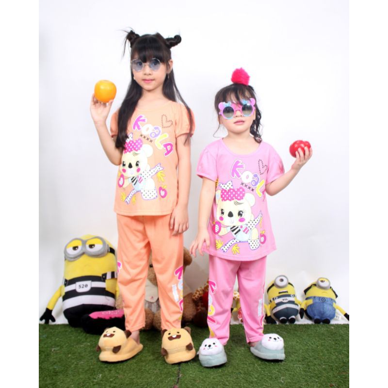 SETELAN BAJU ANAK PEREMPUAN LENGAN PENDEK CELANA PANJANG 2-6 TAHUN  MOTIF RANDOM