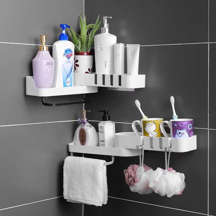 Rak Sudut Kamar Mandi Gantung Kabinet Tempel Plastik Aesthetic