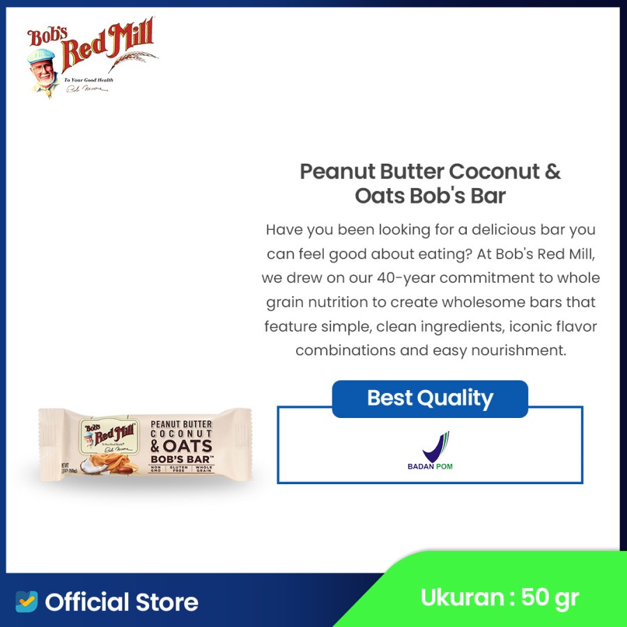 

Bob's Red Mill Peanut Butter Coconut & Oats Bob's Bar 50gr