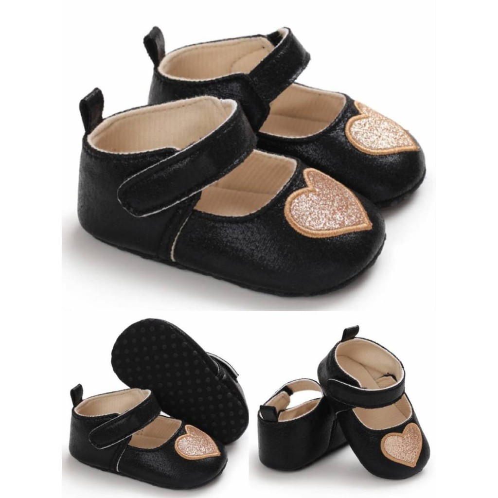 Sepatu Bayi Perempuan Import Prewalker Bayi Love Black