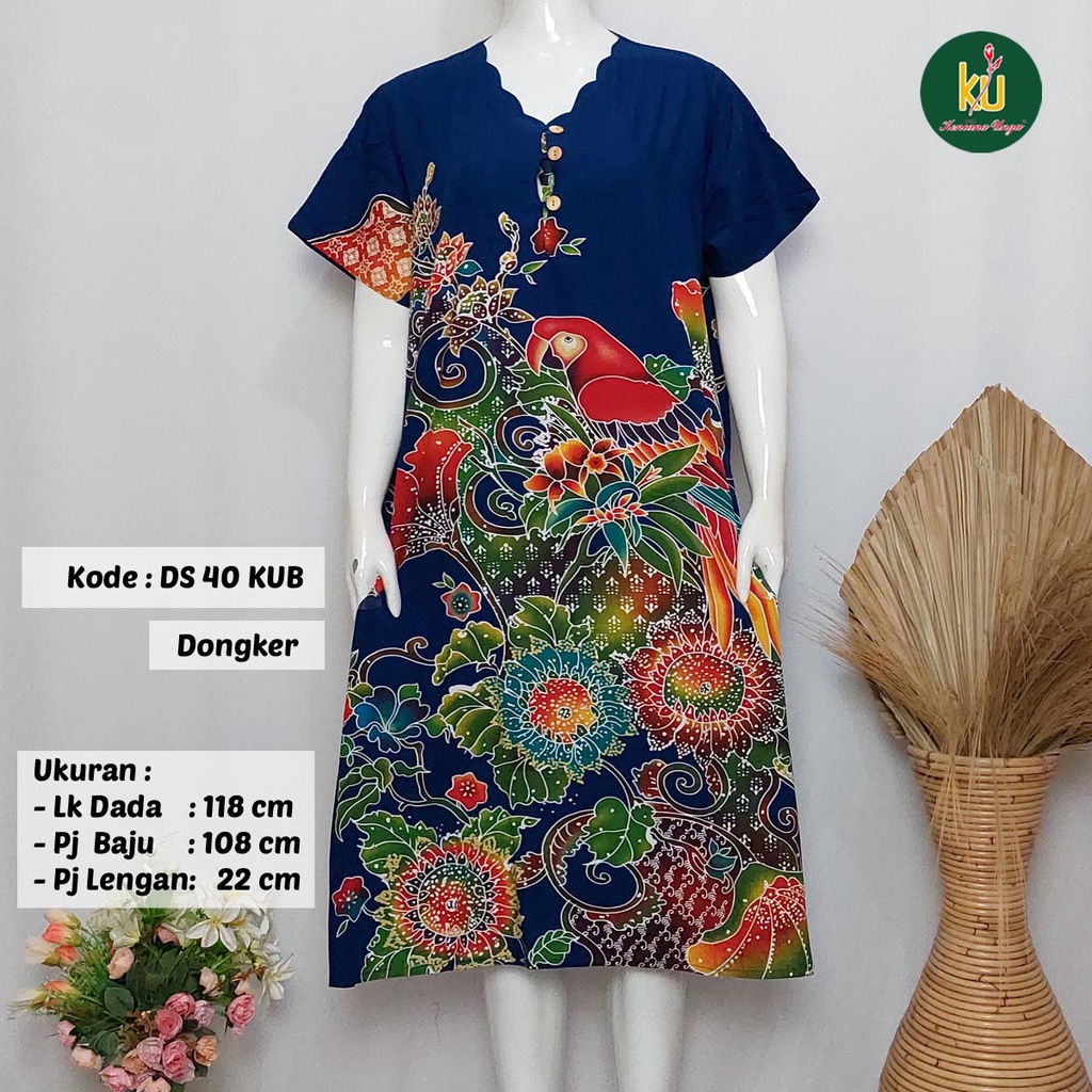 COD DS40 KUB | Daster Batik Kencana Ungu Asli Label Biru Ukuran Jumbo | Baju Santai Tidur Wanita Dewasa Kancing Depan Busui Friendly Motif Terbaru-5
