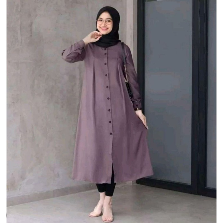 Atasan Tunik Berta Tunik Busui Full kancing Depan