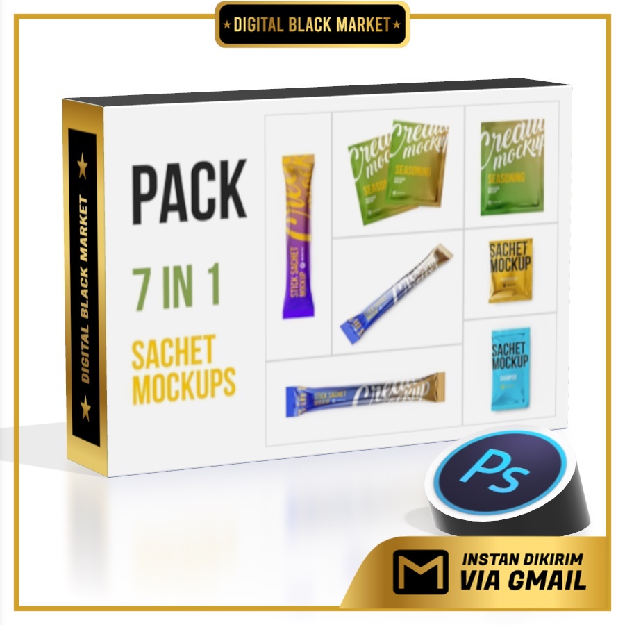 Sachet Big Pack 7 In 1 - Photoshop - Mockup Template