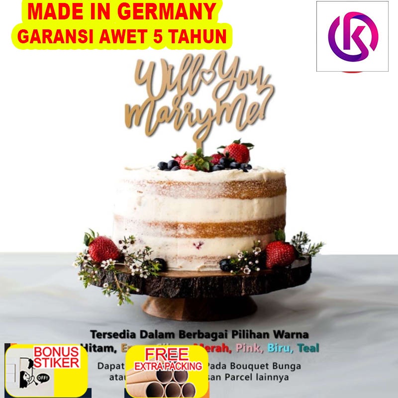 

Terlaris Cake Topper - WILL YOU MARRY ME - Topper Kue Lamaran