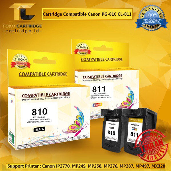 Catridge Canon 810 Black &amp; 811 Color 1 SET Tinta Cartridge Printer iP2770 MP237 MP245 MP258 MP287