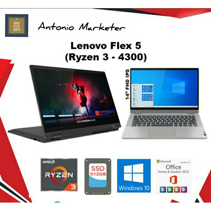 Lenovo Flex 5 Ryzen 3-4300U 8GB RAM 512GB SSD FHD IPS