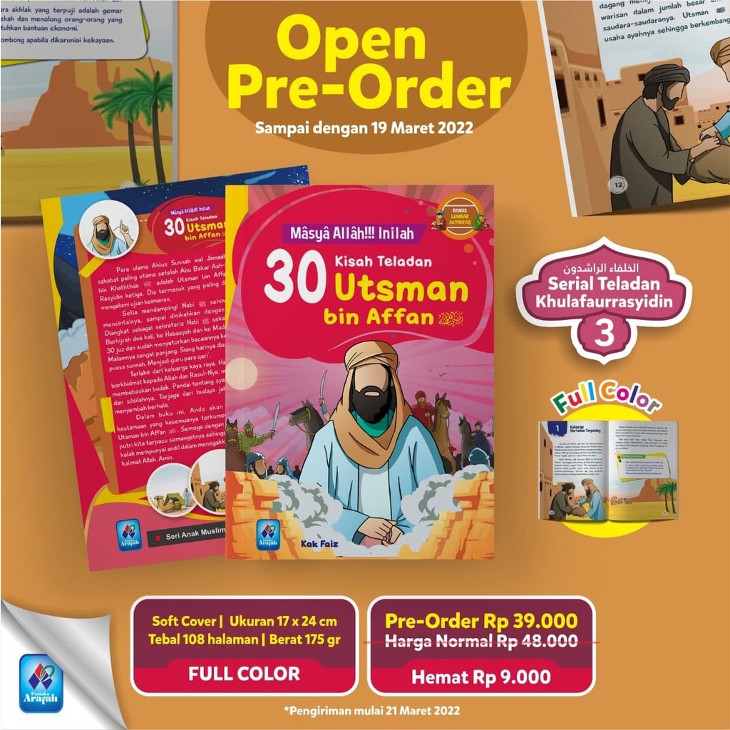 Buku Anak Islami 30 Kisah Teladan Utsman Bin Affan - Pustaka Arafah