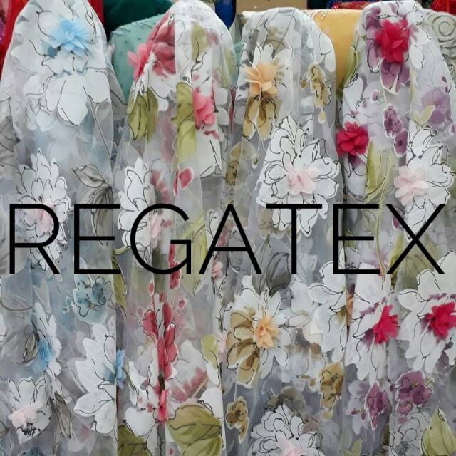 KAIN/BAHAN ORGANZA 3D FLOWER