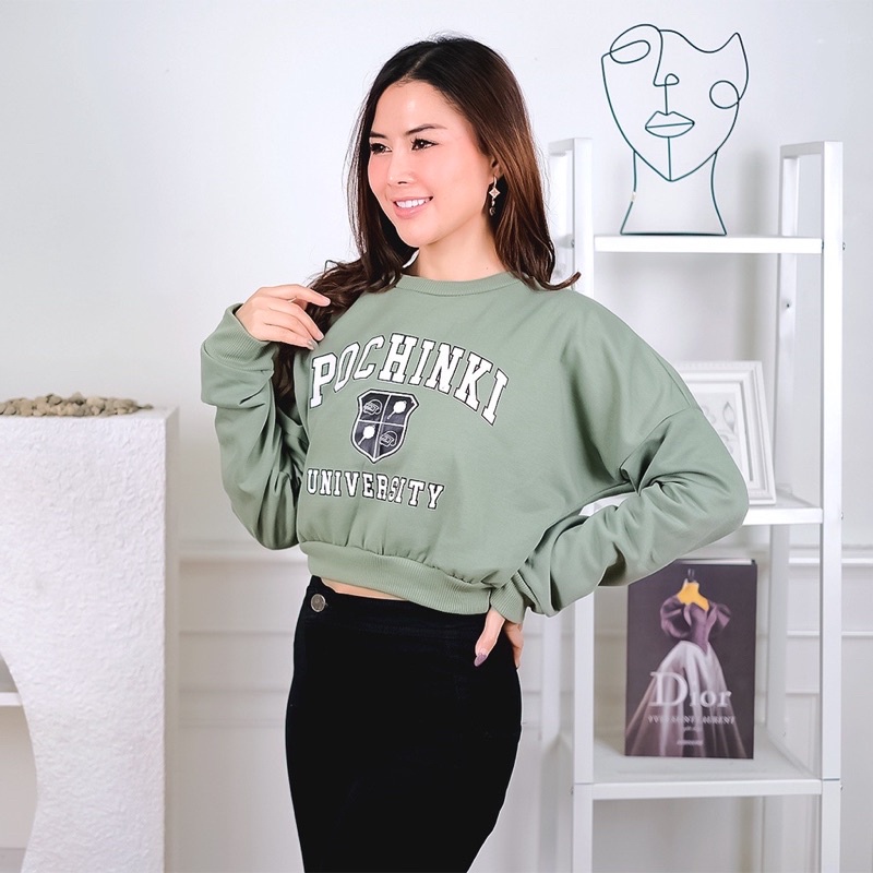 BEFAST - ZGW OOTD Sweater NAPIYA / Sweater Oversize Crop POCHINKI FLEECE (LD 132, P 47) / Sweater Crop Keluaran Terbaru / Atasan Lengan Panjang / Pakaian Casual Wanita / Oversize Sweater Crop Kekinian Remaja / Sweaer Motif