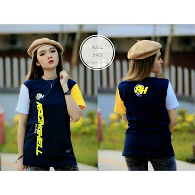 KAOS RACING HELL NAVY YELLOW FREE STICKER BISA COD