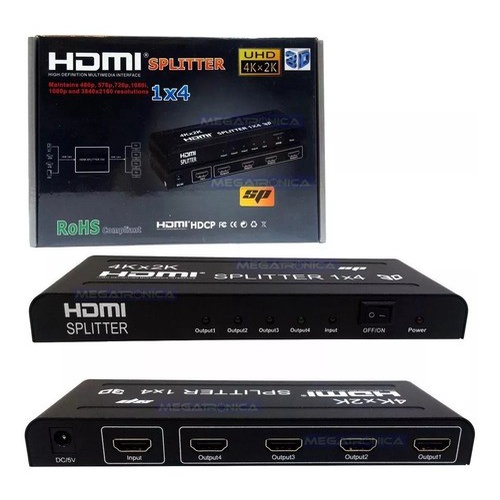 HDMI SPLITTER 4 PORT 4Kx2K HDMI Splitter 1x4 3D 4 Port HDCP XGA