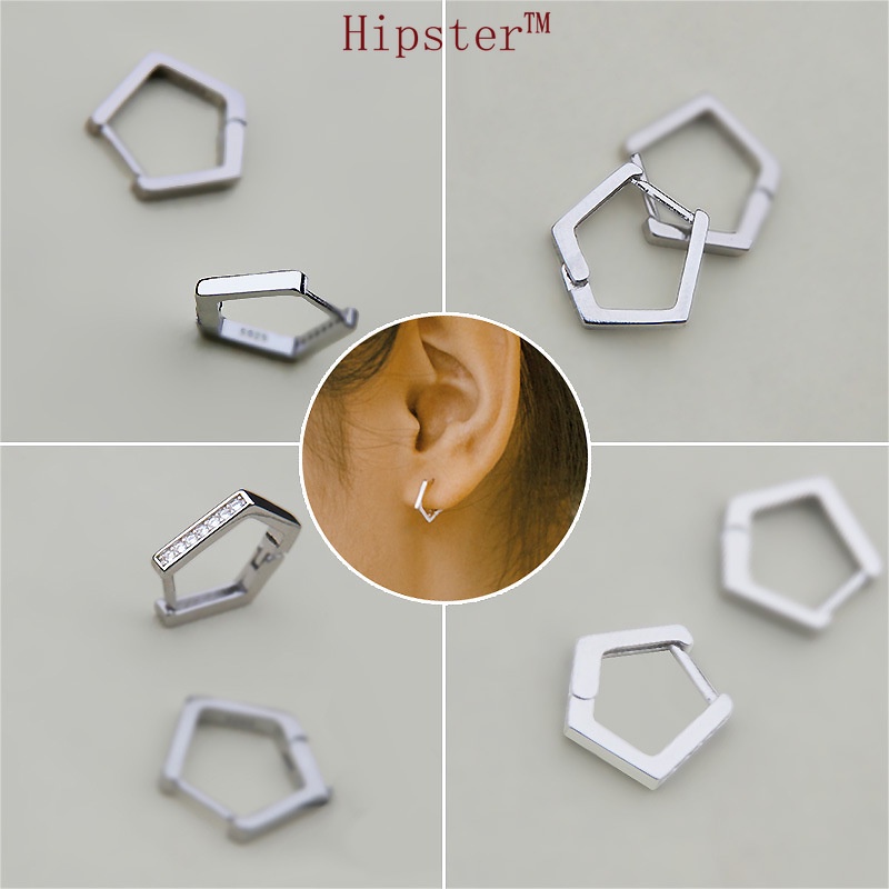 INS Style Creative Design Micro Inlaid Zircon Geometric Special Ear Studs