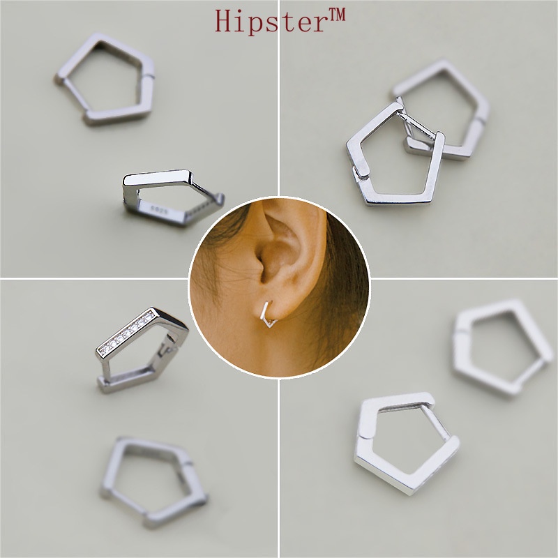 INS Style Creative Design Micro Inlaid Zircon Geometric Special Ear Studs