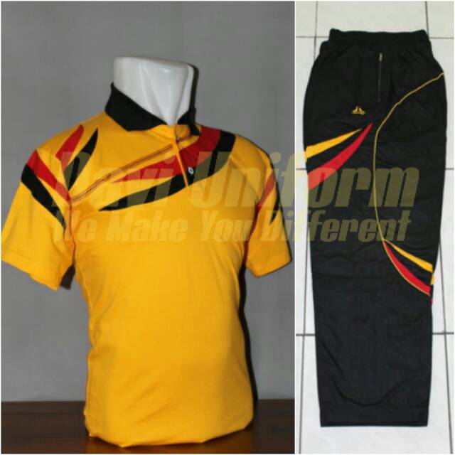Baju olahraga/ stelan Training Sport Warna Kuning / Stelan Seragam Baju Olahraga Lengan Pendek