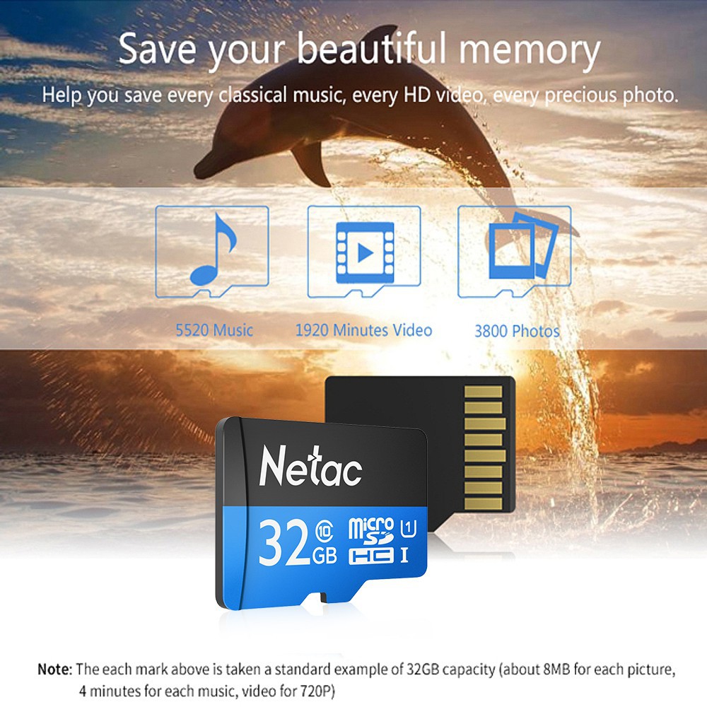 Netac P500 Class 10 Kartu Memori Micro SDHC TF Kecepatan Tinggi hingga 70mb / S