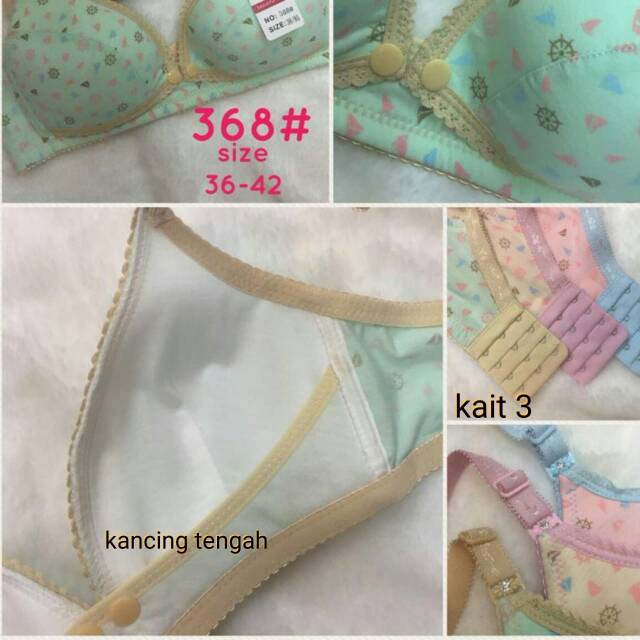 Bh Menyusui Wanita Motif Import C368 Tanpa Kawat Kancing Depan Size 36 38 40 42 / Bra Menyusui