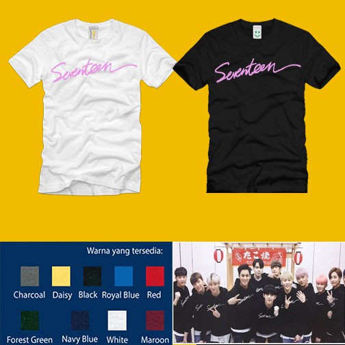 KAOS DISTRO CUSTOM COTTON COMBED 30'S SEVENTEEN TULISAN DEPAN KOREA KPOP
