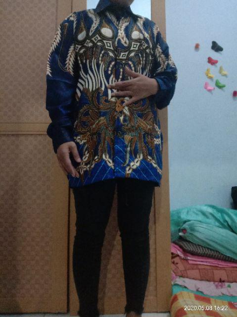 Kemeja Batik Semi Sutra Silky Lengan Panjang Batik Nu Batik Pekalongan Seragam  Kerja Solo 864288524