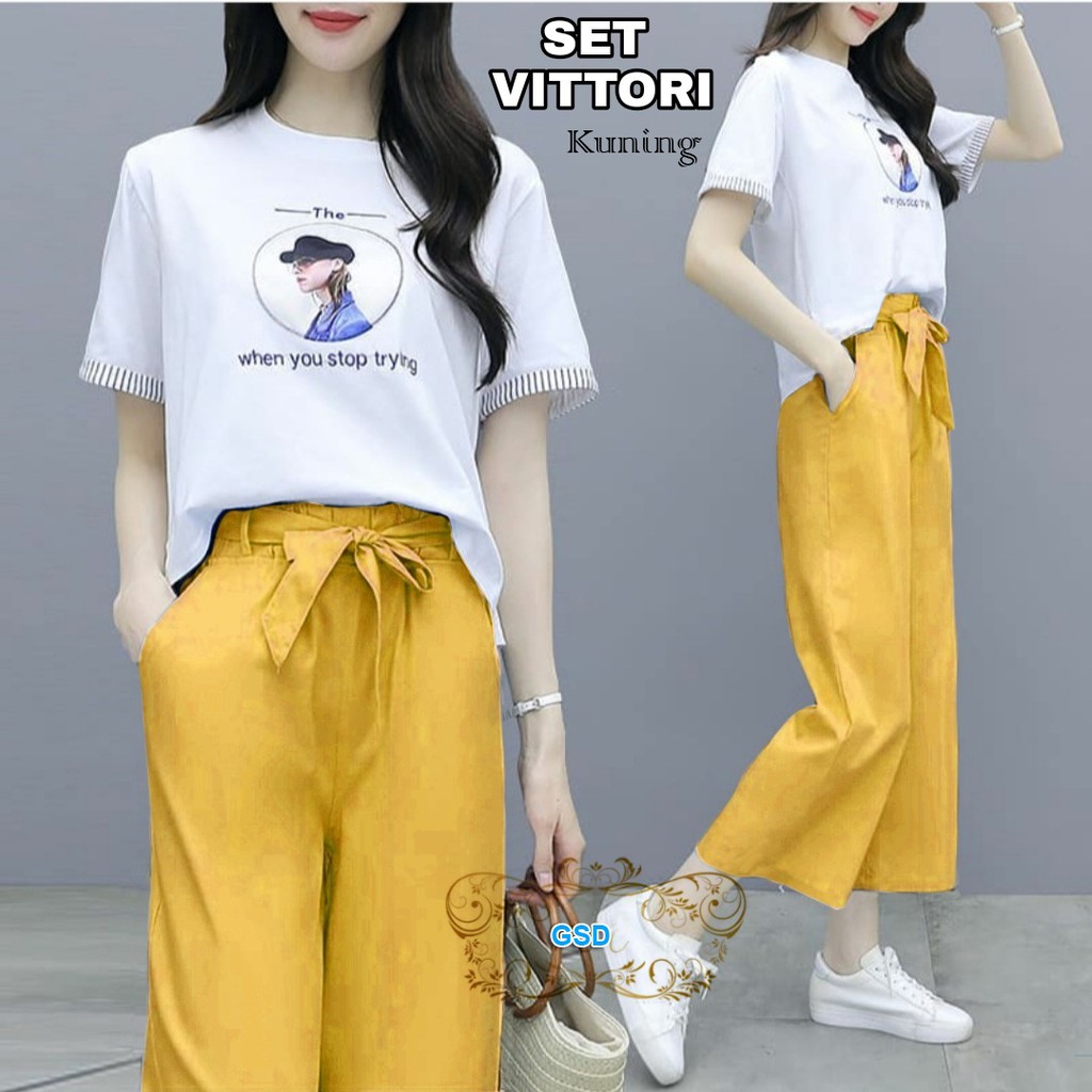 Set Vittori/Setelan Wanita / Fashion Wanita Modis/ Baju Atasan Dan Bawahan Wanita/Baju Wanita Gambar