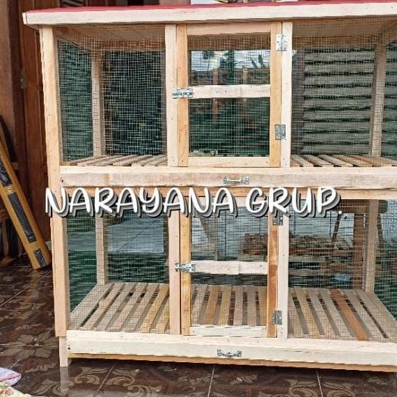 KANDANG KUCING BESAR TINGKAT BAHAN KAYU HARGA MURAH OUTDOOR 2 LANTAI DV45VF655