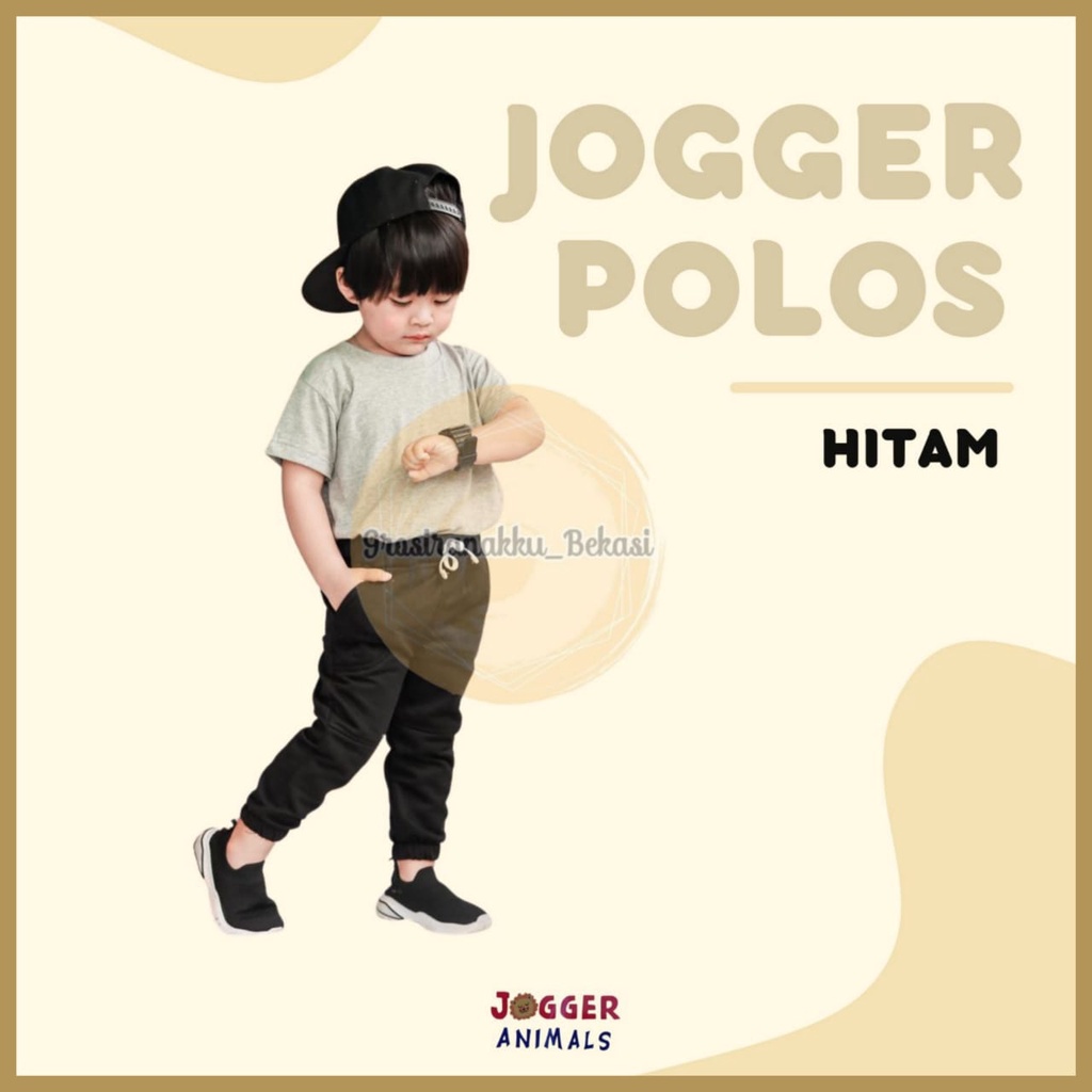 Celana Jogger Anak Polos Warna Hitam Size 2-5Tahun