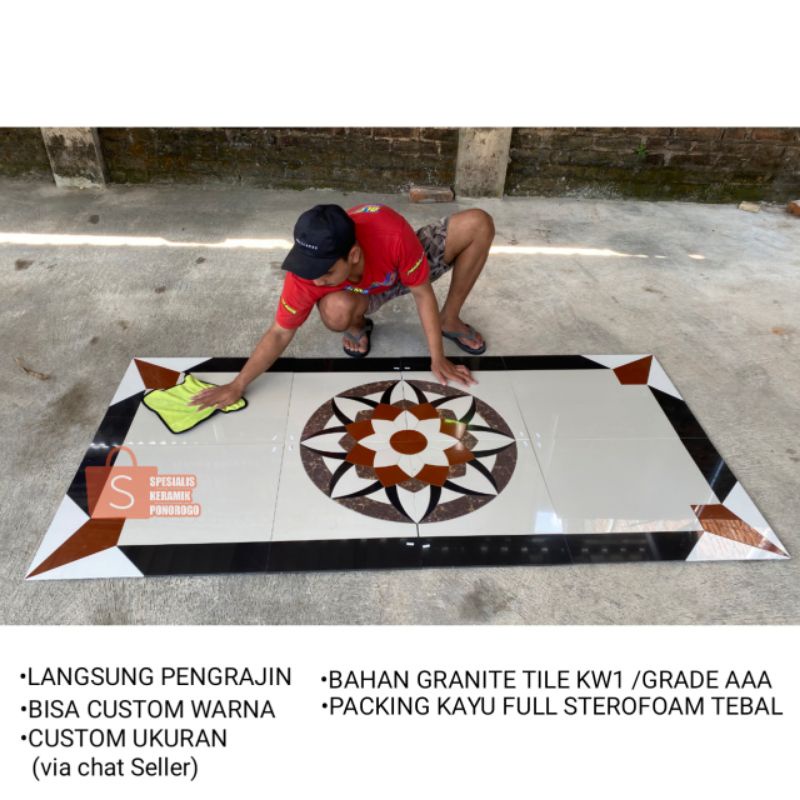 GRANIT MOTIF POLA BUNGA UKURAN 1M X 2M BY SPESIALIS KERAMIK PONOROGO