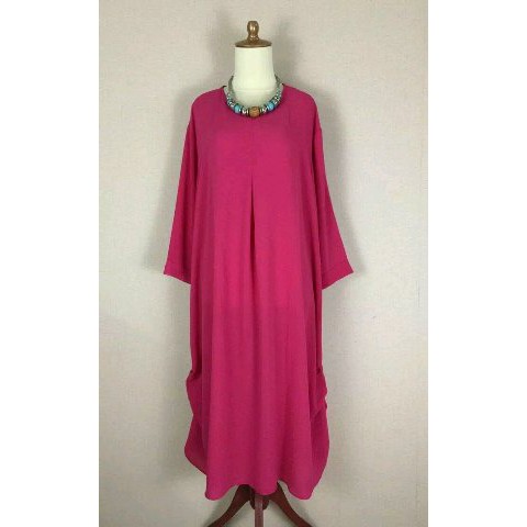 Dijual Baju Big Size Polos Tunik Pink Fuchsia Polos Jumbo Wanita Keren Murah