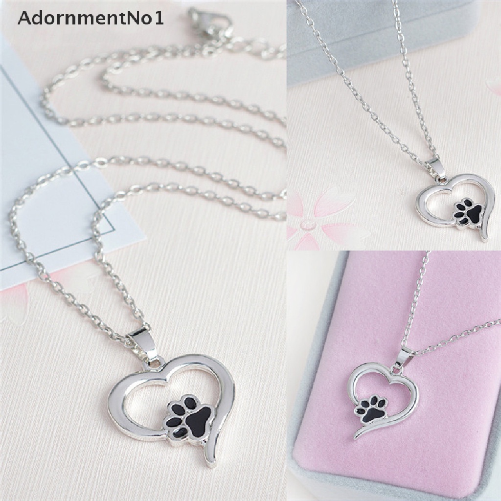 (AdornmentNo1) Kalung Rantai Dengan Liontin Telapak Kaki Anjing / Kucing Hollow Elegan Untuk Wanita