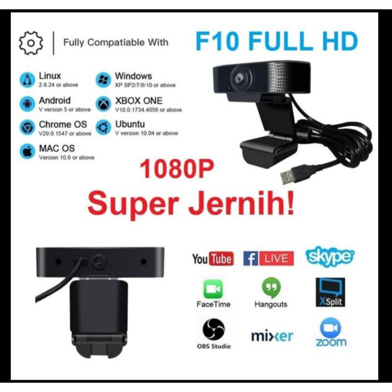 kamera Webcam F10 Full HD 1080P camera with microphone