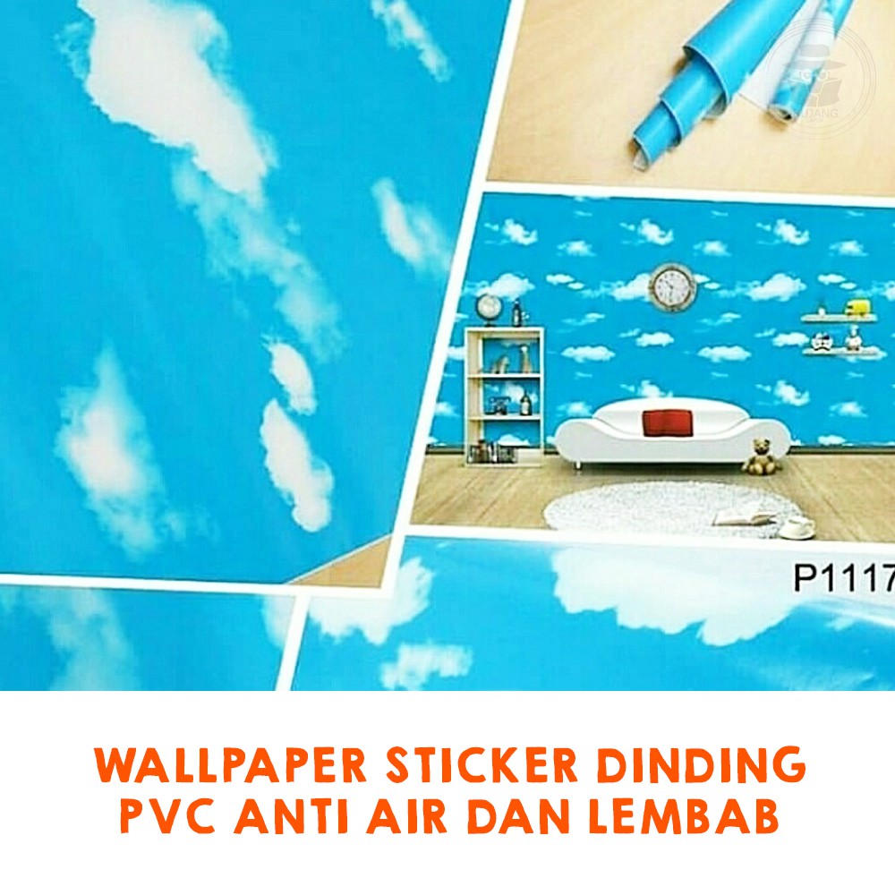 Wallpaper Stiker Dinding | Walpaper dinding Kamar Tidur | Wallpaper Promo | Awan biru