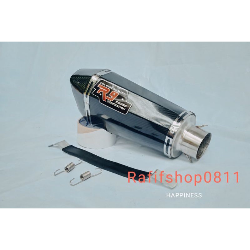 silencer kenalpot R9 lobang 1 karbon 50mm