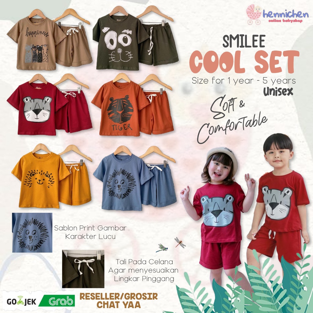 PROMO 7.7 Setelan Anak Unisex Smilee Cool Set Mix Motif Size 1 - 5 Tahun Setelan Anak Laki Laki Perempuan Murah Berkualitas